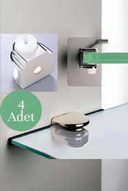 Resim MH MiniHediye Raf Ahşap Cam Tutucu Cam Etejer Düz Metal Krom Plastik Vidalı (4 Adet) 