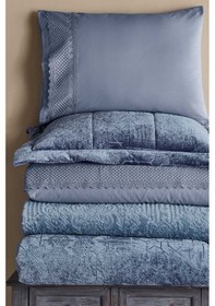 Resim Elart Çeyiz Paketi 10 Parça Yatak Örtüsü+nevresim Takımı+battaniye Nüans Mavi 