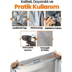 Resim Dokaca Gri Arka Çanta Uyumlu Kymco Xciting S 400 Uyumlu Motor Brandası, Koruyucu Örtü 