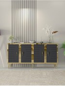 Resim Ka1508ag Tuna Konsol, Tv Sehpası Antrasit-gold 150cm Antrasit / Koyu Gri - Gold 