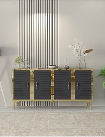 Resim Ka1508ag Tuna Konsol, Tv Sehpası Antrasit-gold 150cm Antrasit / Koyu Gri - Gold 