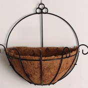 Resim Vintage Metal Duvara Monte Hindistan Cevizi Sepeti Planter - Sukulentler, Bitkiler ve Bitkiler için Büyük Yarı Daireli İç/Dış Mekan Asılı Pot, Sağlam Tabanlı Dayanıklı Rustik Ev Dekoru, Bitki Asma Sepeti, İç Bahçe, Daire Tasarım, Doğal Estetik 