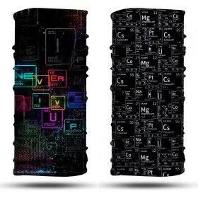 Resim Dair Aksesuar Periyodik Tablo Never Give Up Desenli 2'li Bandana Boyunluk Outdoor Balaklava 