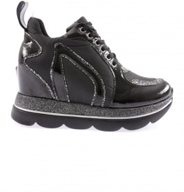 Resim Dgn Kadın Mega Kalın Taban Silver Taşlı Sneakers Ayakkabı Siyah 21733136 