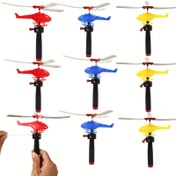 Resim 10 Adet Rastgele Renkli İp Çekmeli Helikopter Çocuk Oyuncakları Plastik Malzeme Dönen Uçak Oyuncağı, Erkek ve Kızlar için Parti Hediyeleri Sınıf Ödülleri 