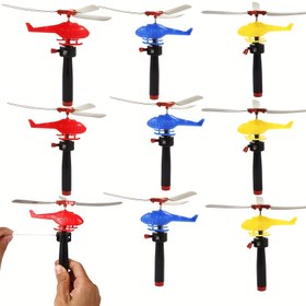 Resim 10 Adet Rastgele Renkli İp Çekmeli Helikopter Çocuk Oyuncakları Plastik Malzeme Dönen Uçak Oyuncağı, Erkek ve Kızlar için Parti Hediyeleri Sınıf Ödülleri 