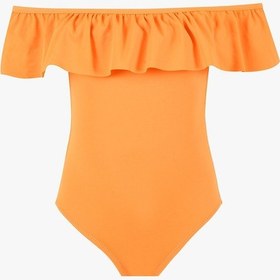 Resim Loya Turuncu Önü Volanlı Kız Çocuk Mayo Turuncu 