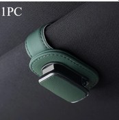 Resim Chuangyinshop Yeşil 1 Adet Araç Güneşlik Organizerı, Pu Deri Gözlük Tutucu, Güçlendirilmiş Klips 