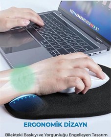 Resim KARMAT Damla, Bilek Destekli, Kırmızı Kalp Desenli, Konforlu Mouse Pad, Pürüsüz Yüzey Mouse Pad Kırmızı- 