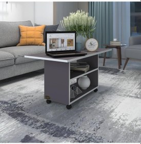 Resim Kenzlife orta salon sehpası atina gri 075*070*50 tekerlekli yemek masası 