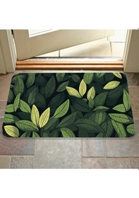 Resim Dijital Baskılı Desenli Dekoratif Dış Kapı Önü Ve Iç Mekan Paspası Yıkanabilir Kaymaz Taban Yeşil 