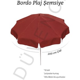 Resim Bordo Renkli 200 Cm Çap Ve 10 Telli Plaj Şemsiyesi + Şemsiye Kılıfı, Bidonsuz 