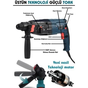 Resim Assur 850W Metal Şanzıman Darbeli Matkap Kırıcı Delici Hilti 2-28mm 