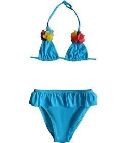 Resim Endeep Kız Çocuk Fırfırlı Mavi Üçgen Bikini Takımı Mavi 