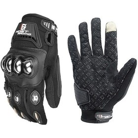 Resim Yingfu Geçit Şöför Nefes Alabilir Motosiklet Eldiveni Siyah Korumalı Sağlamlı 