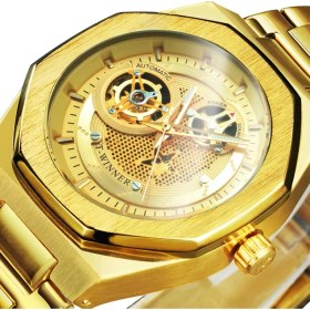 Resim Hanyang Altın Altın Kazanan Lacivert Otomatik Izle Erkekler Için Moda Sekizgen Kasa Aydınlık Işaretçiler Mekanik Saatler Lüks Çelik Kayış (Yurt Dışından) 