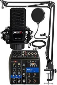 Resim Midex MX-2020 Solo Mix Condenser Mikrofon ve Kayıt Mixer Seti 