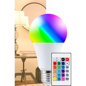 Resim Techno Station Uzaktan Kumandalı RGB Renk Değiştiren Tasarruf Ampul 9W Beyaz Dahil 16 Renkli 