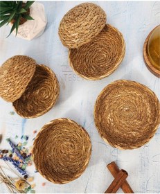 Resim 6 Adet Hasır Çerezlik Doğal Çerezlik Yuvarlak Sunum Kase 