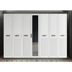 Resim Etro Membran 7 Kapaklı Gardırop Montaj Dahil Füme Beyaz 280 Cm 