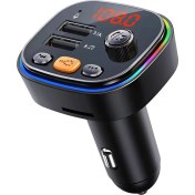 Resim Novatis Fm Araç Transmitter Bluetooth Sd Card Şarj Müzik Radyo Mikrofon Araç Içi Çakmaklık Şarj ve Ses Cihaz 