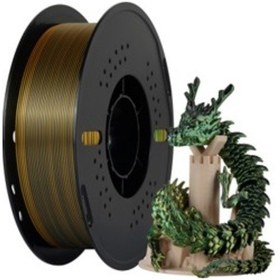 Resim Üç Renkli Silk Pla Filament Altın, Yeşil, Siyah Canlı Parlak Renk Geçişi 1.75mm 1 Kg 