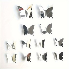 Resim 12 adet Canlı Kelebek Duvar Çıkartısı - Ev, Sınıf, Yatak Odası, Banyo için Kolay Uygulanabilir, Tekrar Kullanılabilir 3D Kelebek Sticker'ları - Parıltılı Bitişli, Çağdaş Hayvan Desenli Dekorasyon, Sınıf Dekorasyonu | Çağdaş Duvar Sanatı | Kolay Kurulum Dekoru, Kelebek Dekoru 