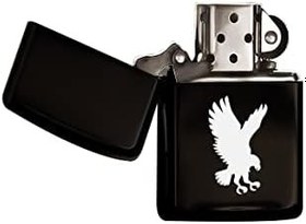 Resim BK Gift Kartal Tasarımlı Siyah Benzinli Metal Çakmak 