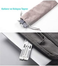 Resim TahTicMer Alüminyum Alaşımlı 7 Seviye Ayarlanabilir Telefon Tablet Notebook Taşıma Çantalı Masaüstü Standı 