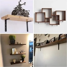 Resim 4-Ad Hafif Yük Modern Çelik Raf Altı Ayak Mat Siyah - Metal Raf Tutucu Destek Aparatı - Dekoratif L Konsol Demiri - Demir Raf Ayağı (Mat Siyah, 165 Mm) 