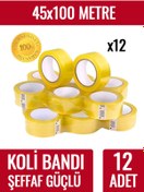 Resim Fotografyabaskı 12 Adet Koli Bandı 45 Mm X 100 Mt Şeffaf Güçlü Yapışkanlı Kopmayan Bant Bandı (12 ADET) 