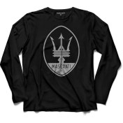 Resim Kendim Seçtim Maseratı Logo Black Uzun Kollu Tişört Baskılı Çocuk T-Shirt 