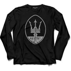 Resim Kendim Seçtim Maseratı Logo Black Uzun Kollu Tişört Baskılı Çocuk T-Shirt 