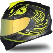 Resim Dinamo Fighter Mat Siyah-antrasit-sarı Kask C4 Siyah 