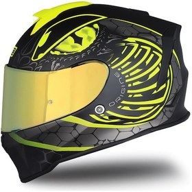 Resim Dinamo Fighter Mat Siyah-antrasit-sarı Kask C4 Siyah 