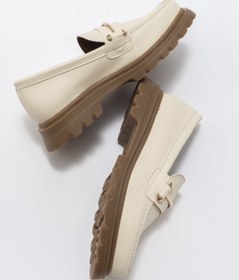 Resim LuviShoes Dual Bej Cilt Kadın Oxford Ayakkabı 