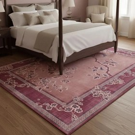 Resim Şarap Kırmızısı Çiçek Desenli Klasik Halı - MH 08 - 170x240 cm 