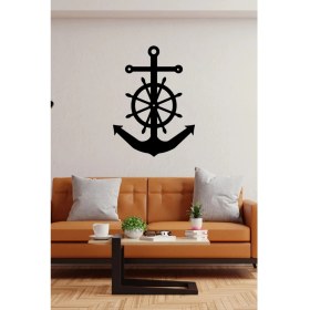 Resim Gemici Dümeni ve Gemi Kancası Duvar Dekor Sticker 45 x 60 cm 