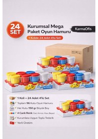 Resim Kidz 24 Lü 4x150 Gr Büyük Boy Oyun Hamuru Koli Toplam 96 Kutu 4 Renk Kurumsal Mega Paket Beyaz 