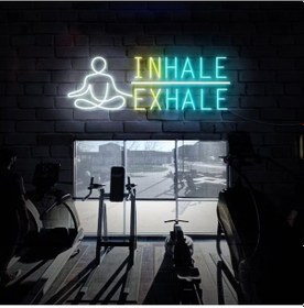 Resim Inhale Exhale Yazılı Ve Şekilli Neon Tabela Çok Renkli 
