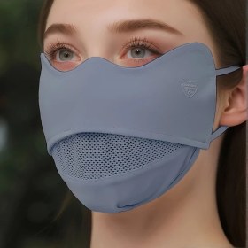 Resim Elmpaly Love Mark Nefes Alabilir Buz İpeği Kumaş Yüz Ve Göz Koruyucu Maske Koyu Gri Love Mark Mask----koyu Gri 