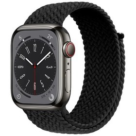 Resim Örgülü Solo Döngü iOS Watch Uyumlu Band 45mm 49mm 44mm 40mm 41mm 42mm Correa Bilezik Black L Size 