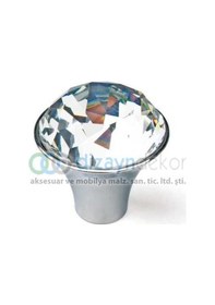 Resim Kristal Cam Düğme Kulp Toyz 33 Mm. Parlak Krom 