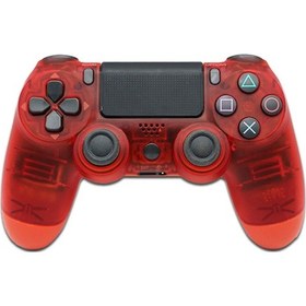 Resim Geeroyoo Ps4 Kablolu Titreşimli Oyun Kontrol Cihazı Sapı Ps4 İçin Çift Çift Şok Şeffaf Kırmızı 