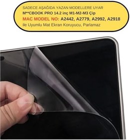 Resim McStorey MacBook Pro 14.2 inç M2 M3 M4 M5 Uyumlu Mat Anti Glare Ekran Koruyucu Yansıma Önleyici Göz Yormayan Touch ID Retina Net Görüntü Şeffaf 