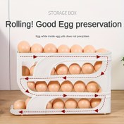 Resim Yerden Tasarruflu 3/4 Katlı Buzdolabı Yumurta Rafı-Sliding Rolling Dispenser, Taze Tutma, Temassız Gıda Güvenliği Malzemesi, Mutfak Tezgahı İçin Mükemmel, Yenilik, Yumurta Depolama Rafı 