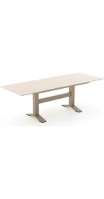 Resim Alüminyum Açılır Bahçe Masası Ahşap Görünümlü 180/240 cm Bej 