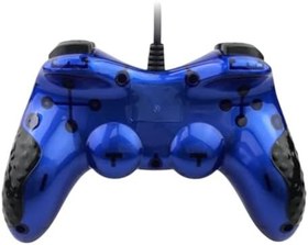 Resim 12 Fonksiyon Tuşulu Double Shock Usb pc bilgisayar Oyun Kolu mavi 