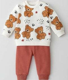 Resim dinamik çocuk Erkek Bebek 2li Takım | Ayıcık Desenli Sweatshirt + Alt 3-6-9-12aylık 