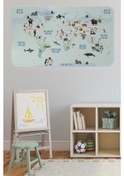 Resim Eğitici Dünya Haritası Dünya Atlası Çocuk Ve Bebek Odası Duvar Sticker-60x105-3796 - Renkli Çok Renkli 
